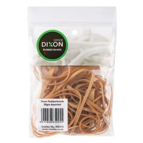 Dixon RubberBands 30gm Pack Assorted