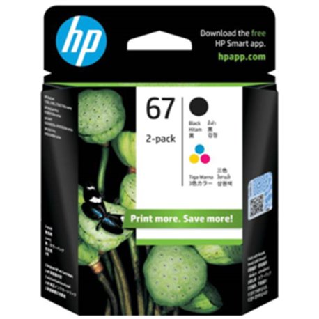 HP 67 Ink Cartridge Value Pack - Black + Tri-Colours Black Yield 120 Pages