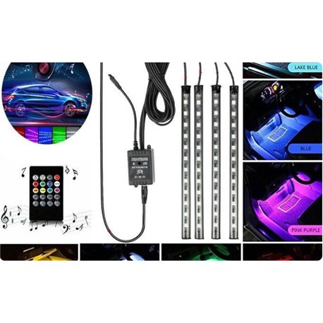 USB Car Interior LED lights Strips Music Activated